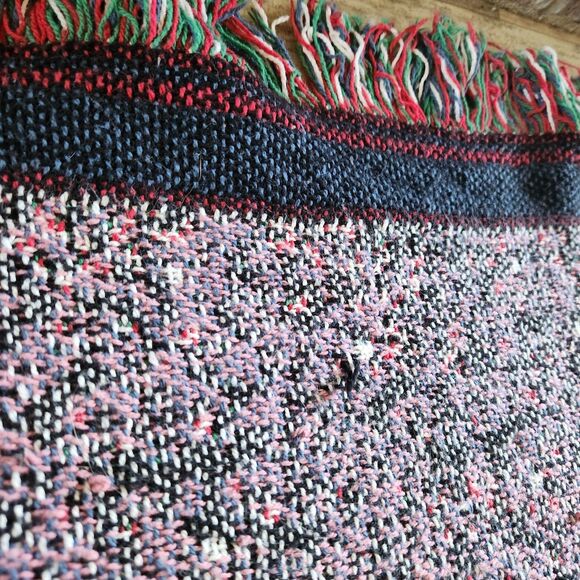 Christmas Sledding Children Woven Victorian Tapestry Throw W/Fringe 68"x49" Gift - Picture 11 of 13